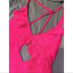Pink Halter Top Aerie One-Piece Swimsuit